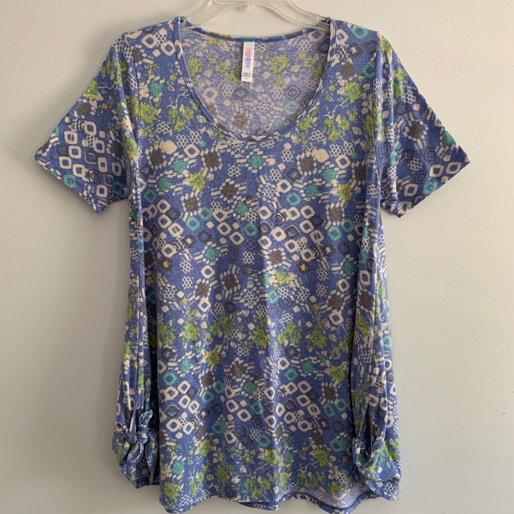 LuLaRoe Perfect Tee Blue Pattern